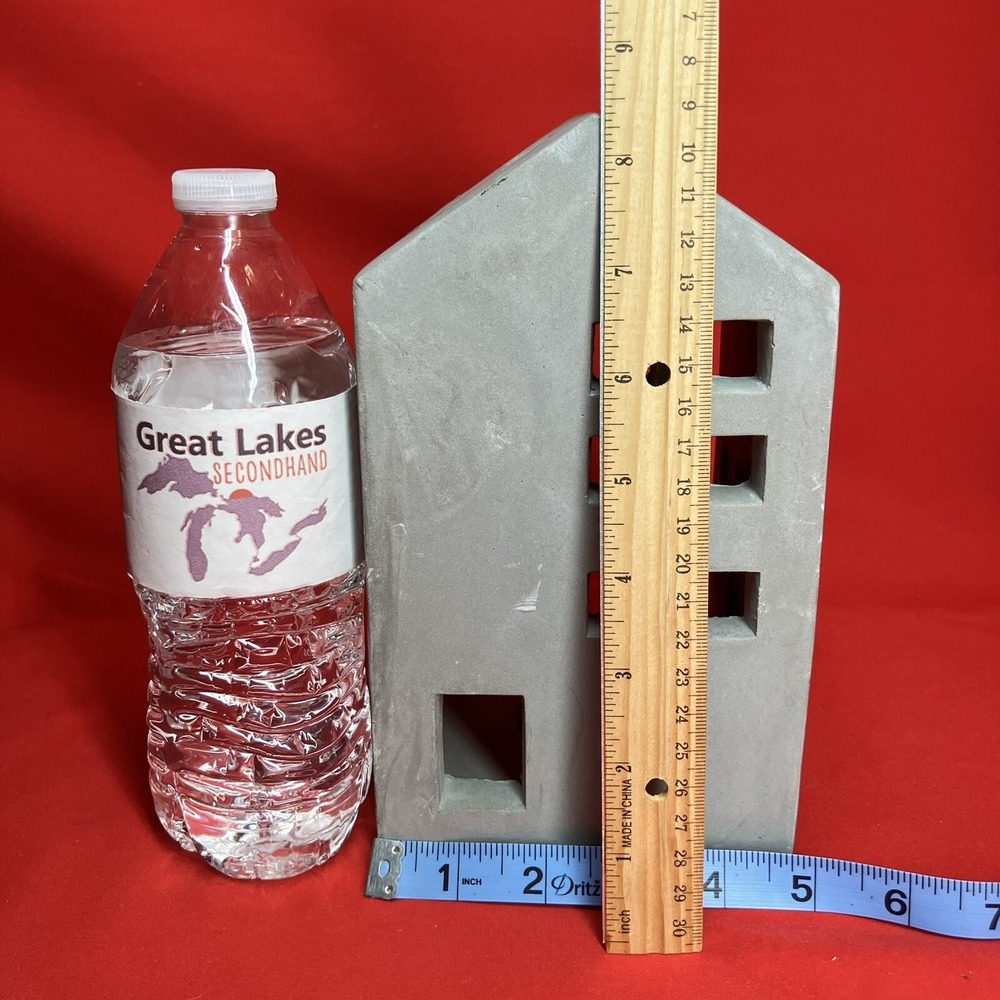 Large 8" Tea Light Concrete Building / House Modern Cement Decorative / Flaws #1 - Picture 2 of 16